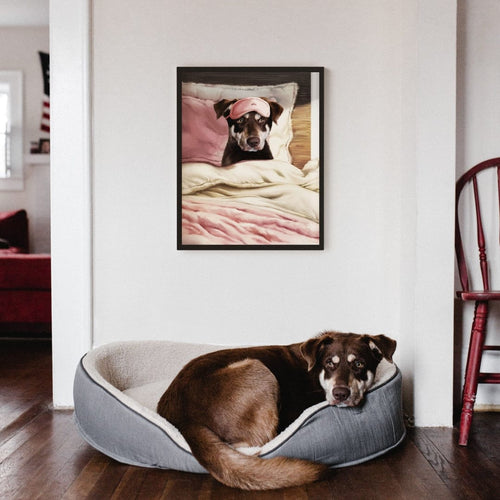 Crown and Paw - Framed Poster Custom Sleeping Pet Portrait - Framed Poster