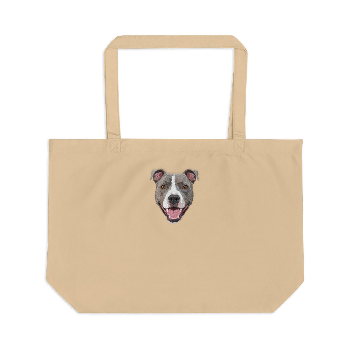 Embroidered Pet Face Organic Canvas Tote Bag
