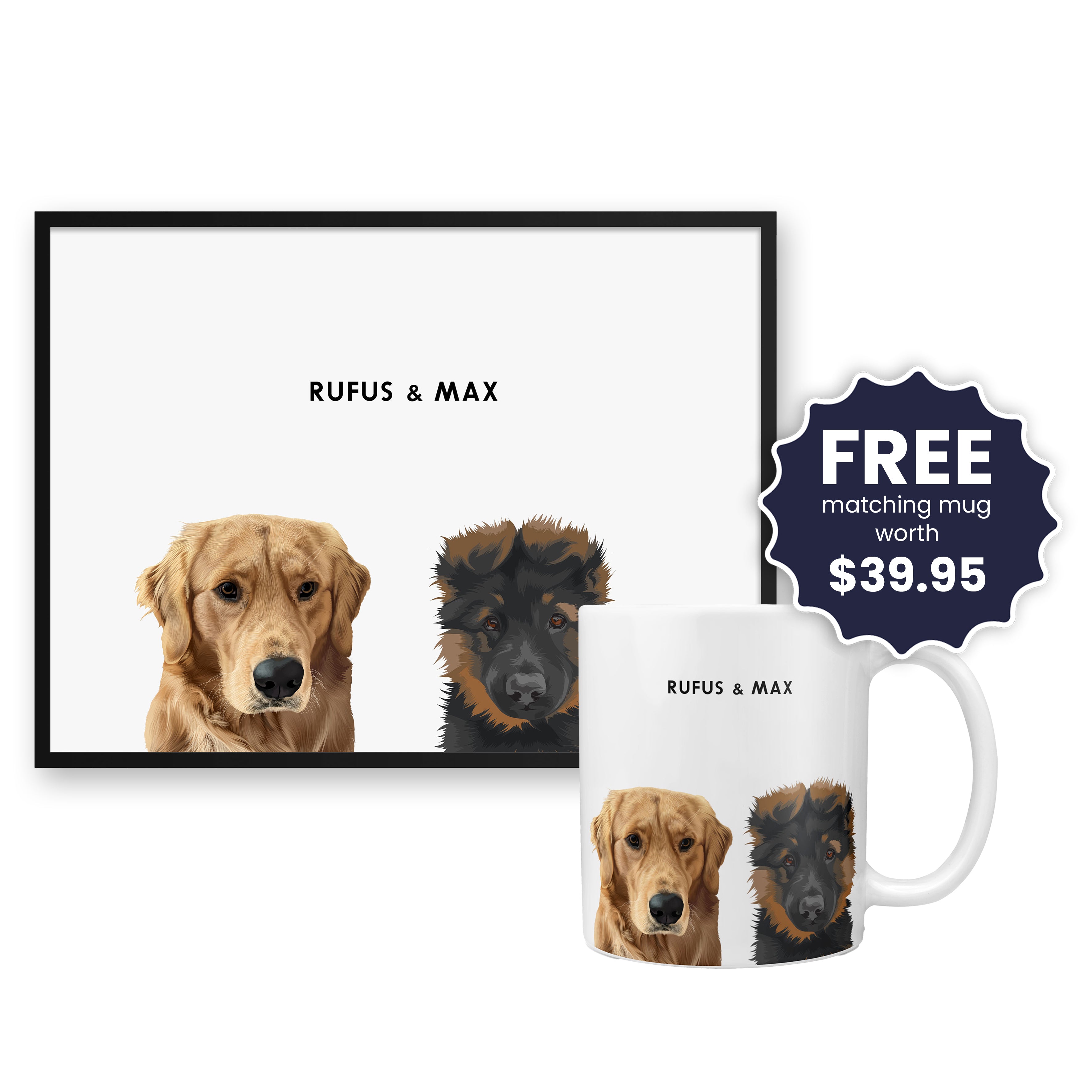 Modern Pet Portrait - Two Pets