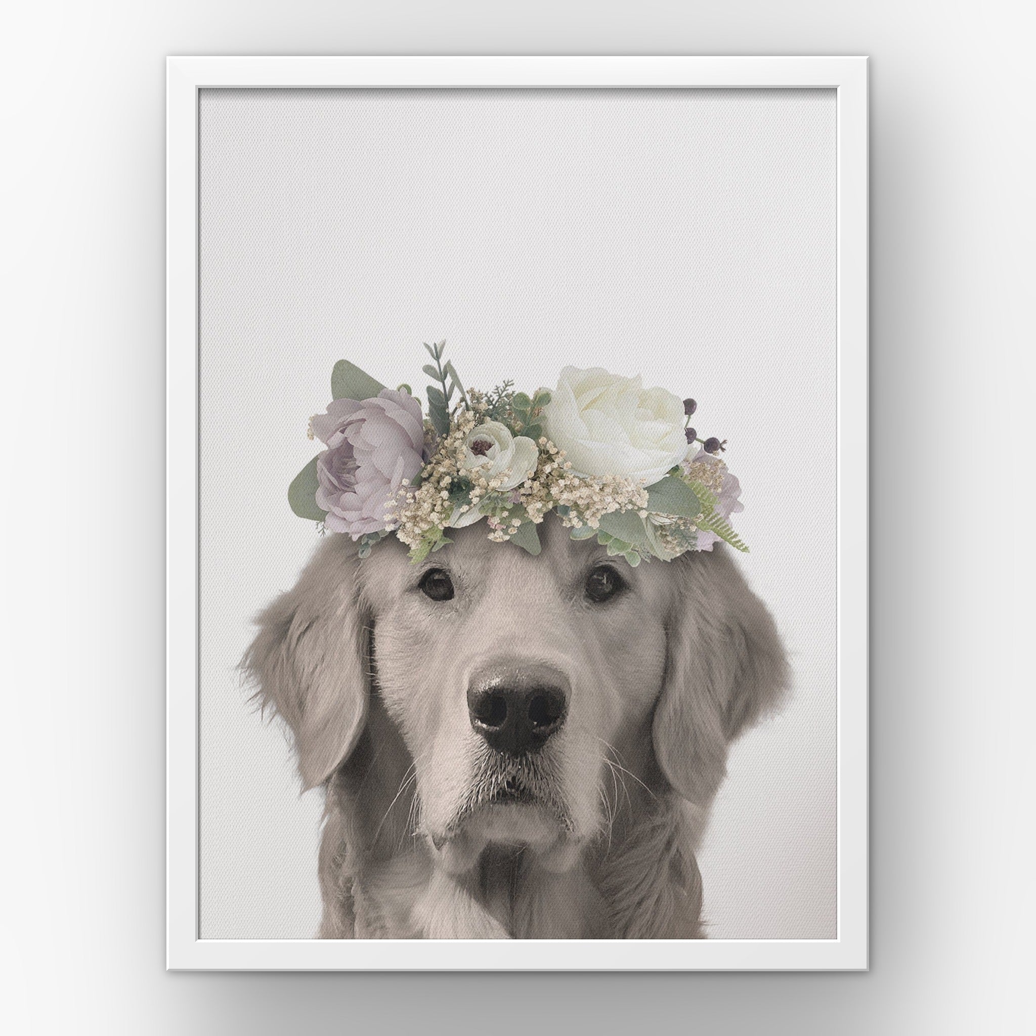 Full Bloom (white) custom pet poster in a white frame