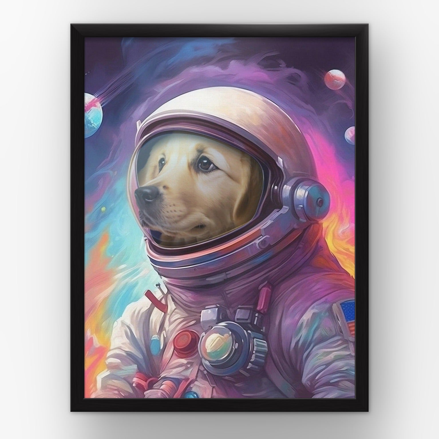 Galactic Pet custom pet poster in a black frame