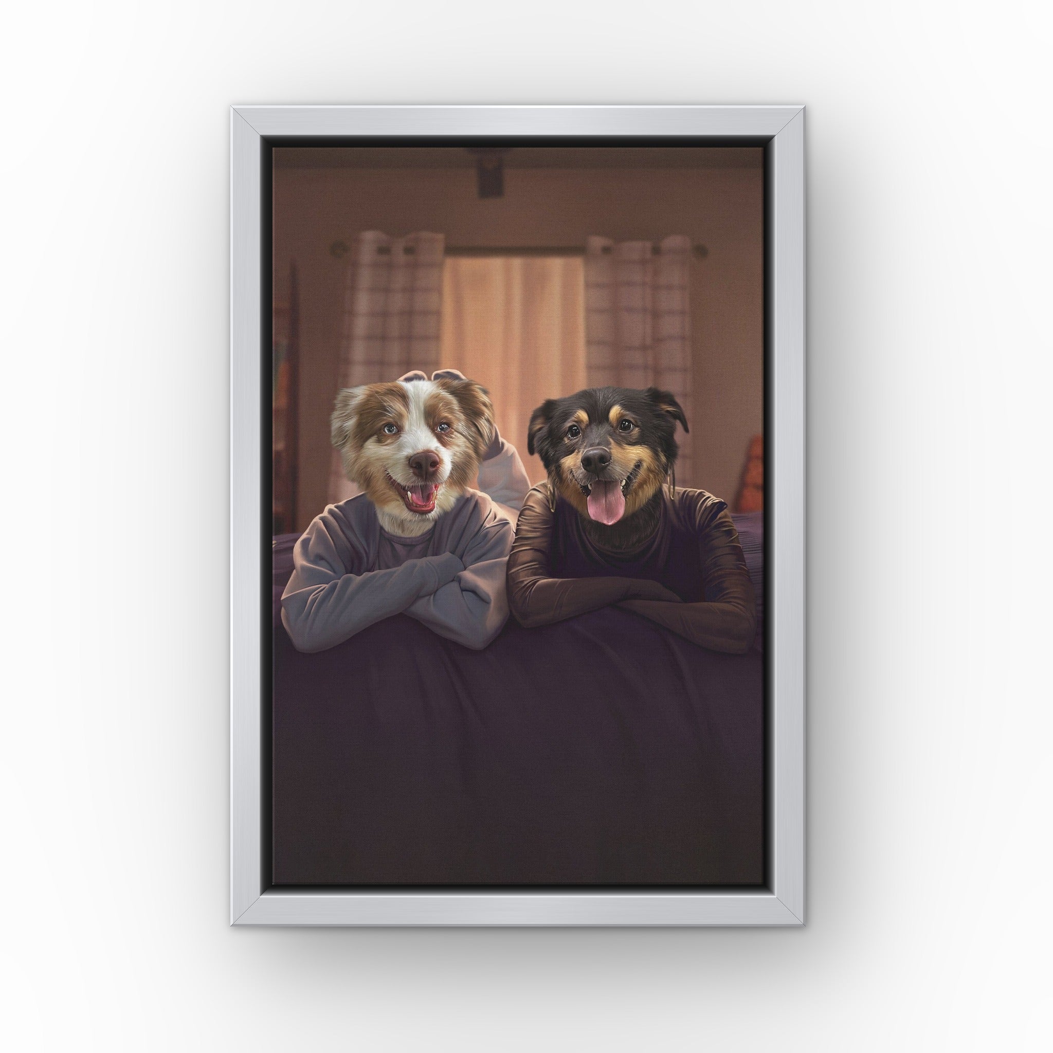 Ginny and Georgia custom pet canvas in a silver floating frame