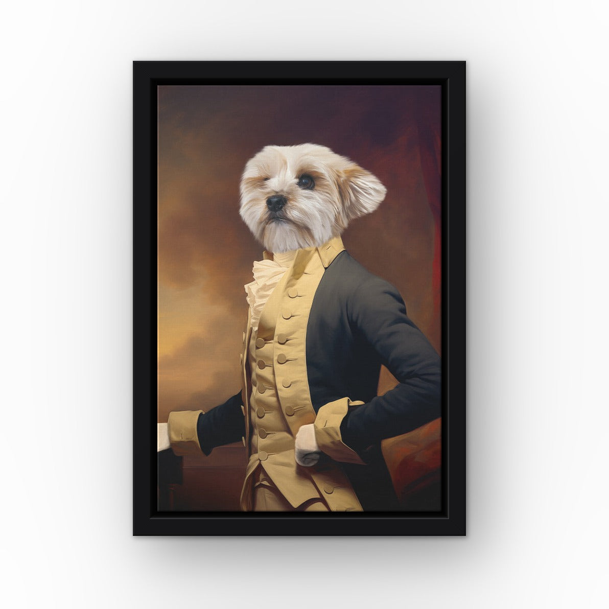 Hamilton custom pet canvas in a black floating frame