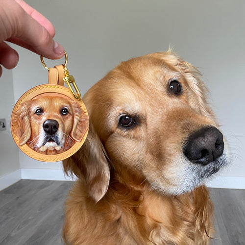 Handmade Leather Pet Face Keychain From Photos