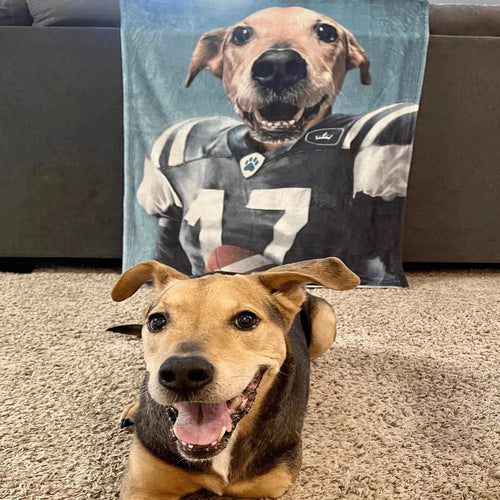 Crown and Paw - Blanket The Football Player - Custom Pet Blanket
