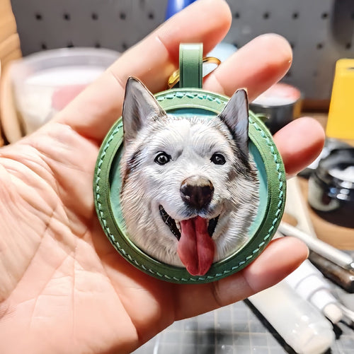 Handmade Leather Pet Face Keychain From Photos