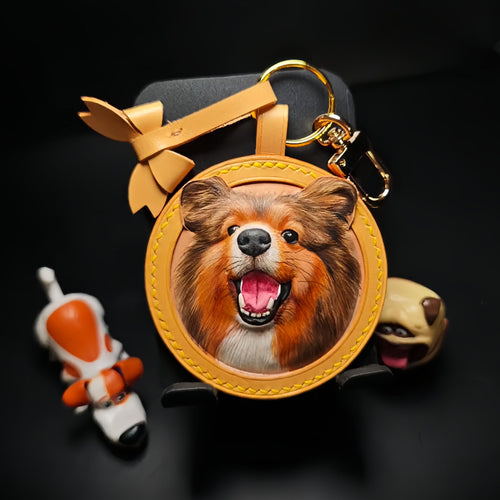 Handmade Leather Pet Face Keychain From Photos