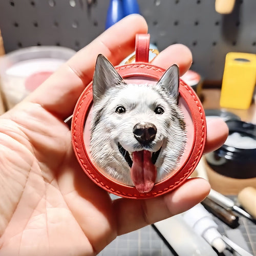 Handmade Leather Pet Face Keychain From Photos