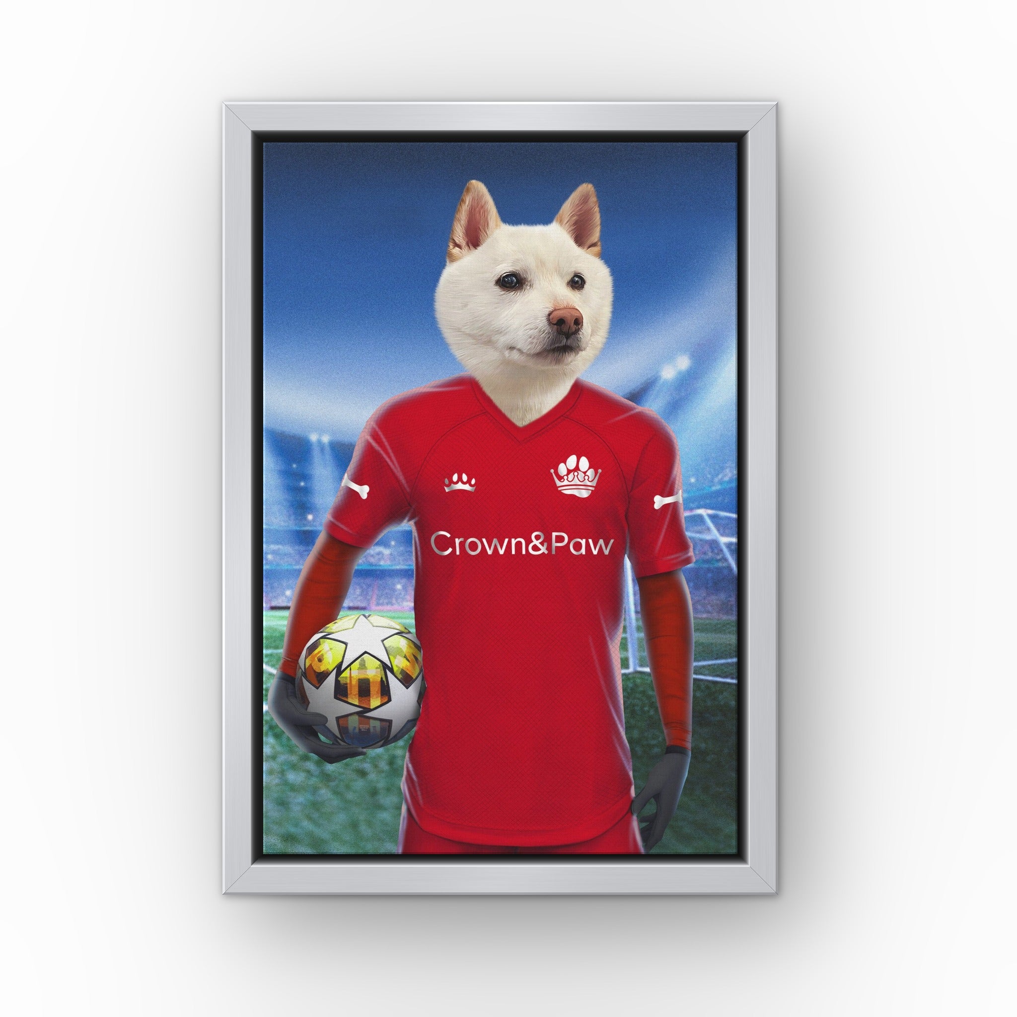 Liverpawl custom pet canvas in a silver floating frame
