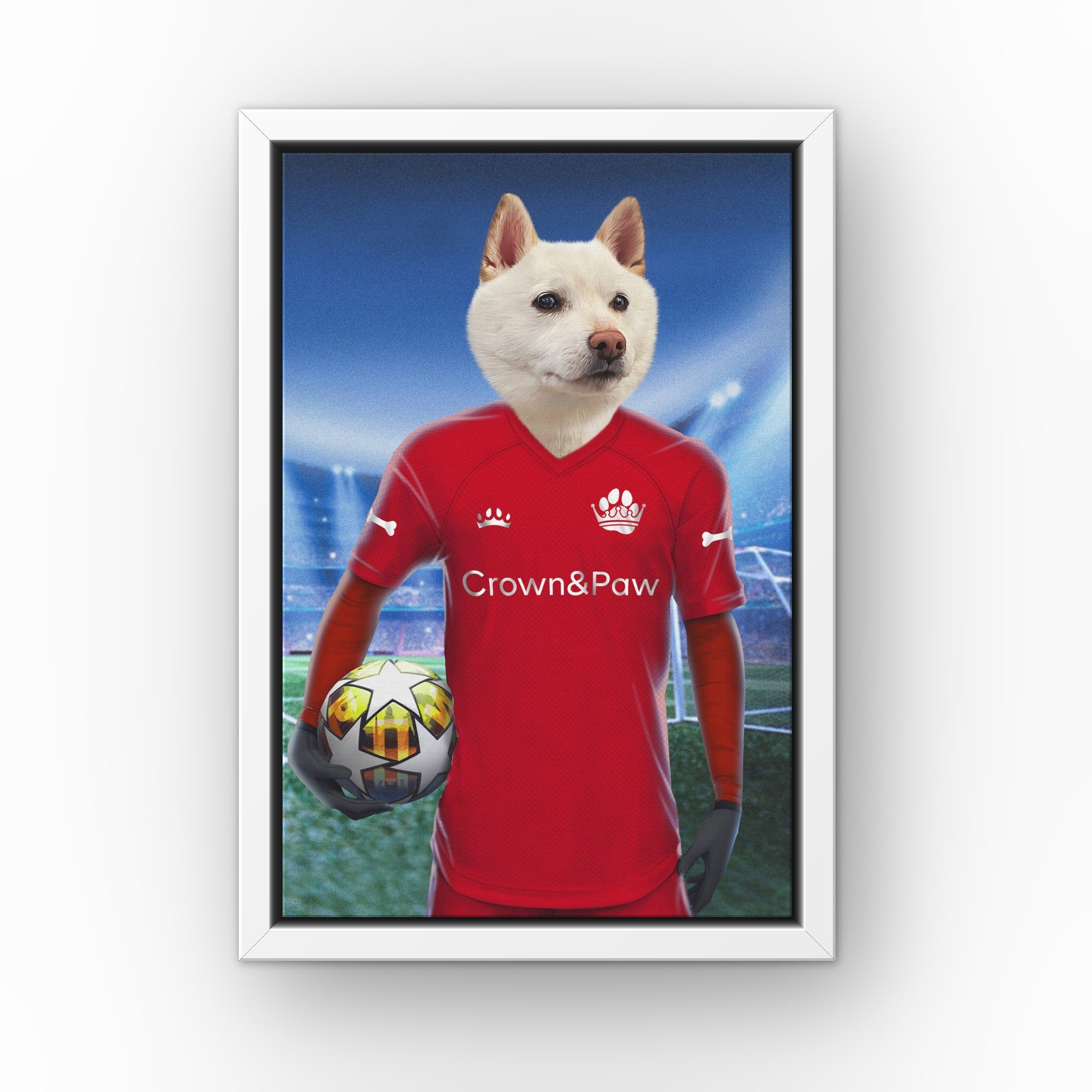 Liverpawl custom pet canvas in a white floating frame