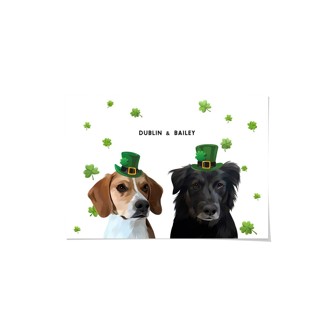 Saint Patrick's Day Pet Portrait - Two Pets