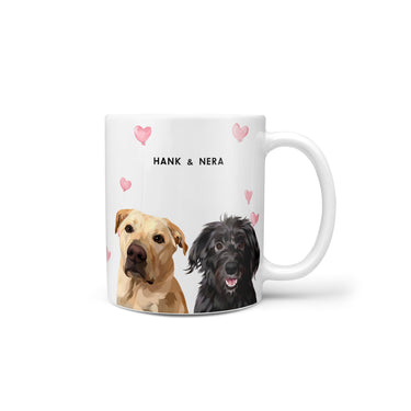 Valentines Pet Portrait Mug - Two Pets