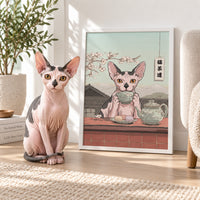 Drinking Tea Asian Style Pet Portrait