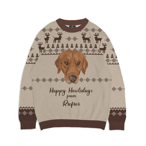 Happy Howlidays Reindeer Pattern Sweater - Custom Christmas Knitwear