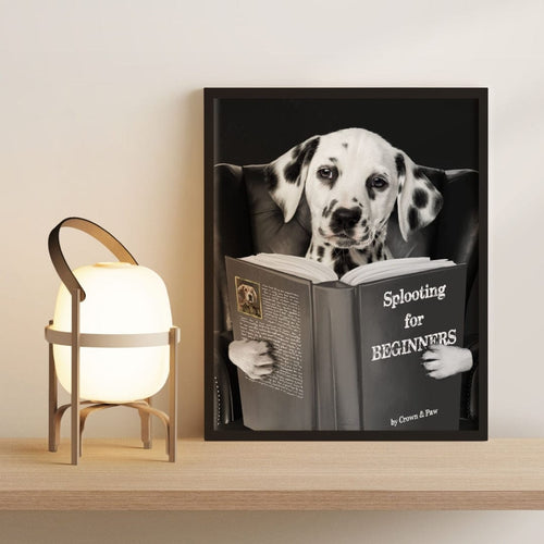 Crown and Paw - Framed Poster Custom Pet Reading a Book Portrait - Framed Poster