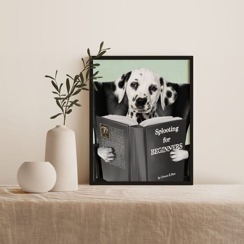 Crown and Paw - Framed Poster Custom Pet Reading a Book Portrait - Framed Poster