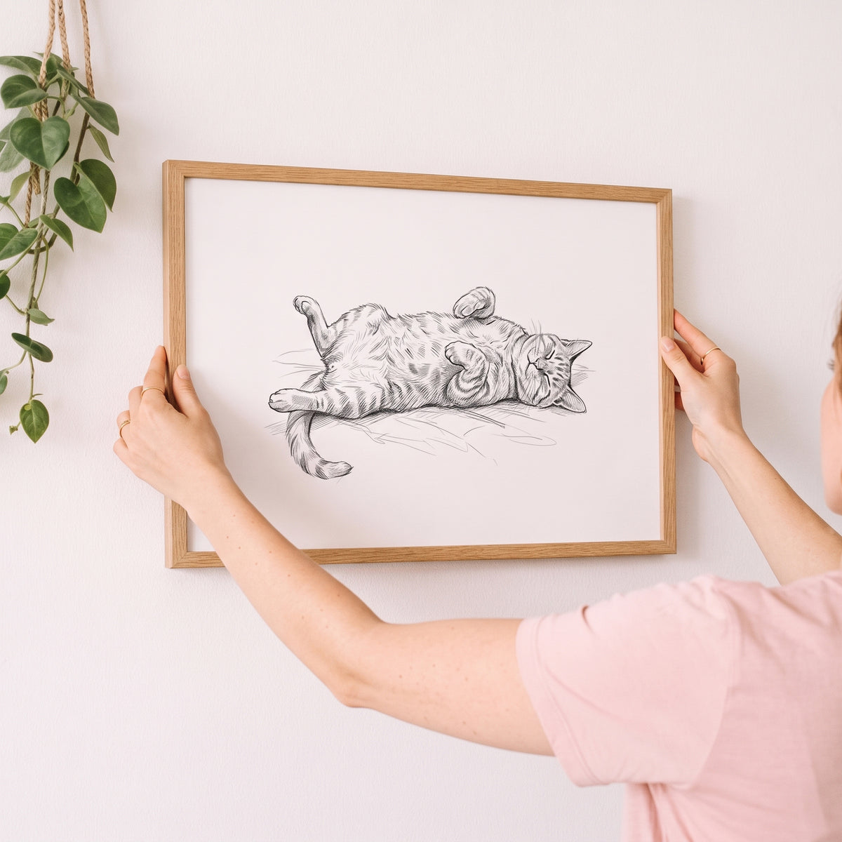 Belly Up Sleeping Pet Portrait
