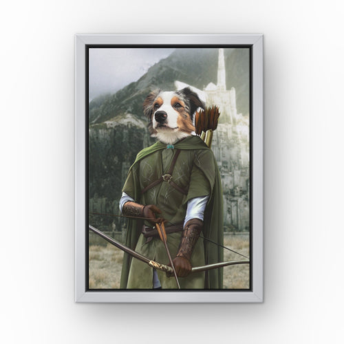 The Archer (Background 1) custom pet canvas in a silver floating frame