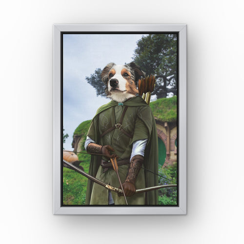 The Archer (Background 2) custom pet canvas in a silver floating frame