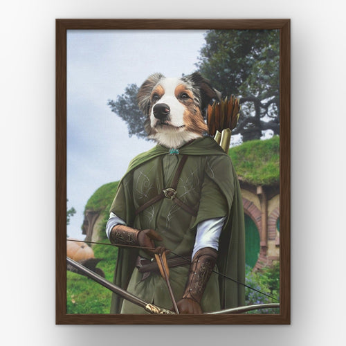 The Archer (background 2) custom pet poster in a walnut frame
