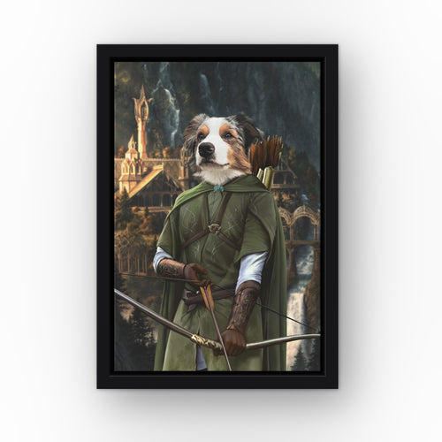 The Archer (Background 3) custom pet canvas in a black floating frame