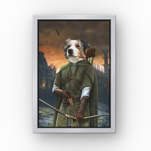 The Archer (Background 4) custom pet canvas in a silver floating frame