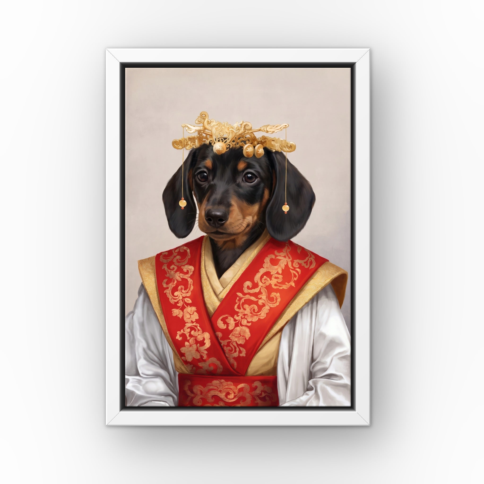 The Asian Empress custom pet canvas in a white floating frame