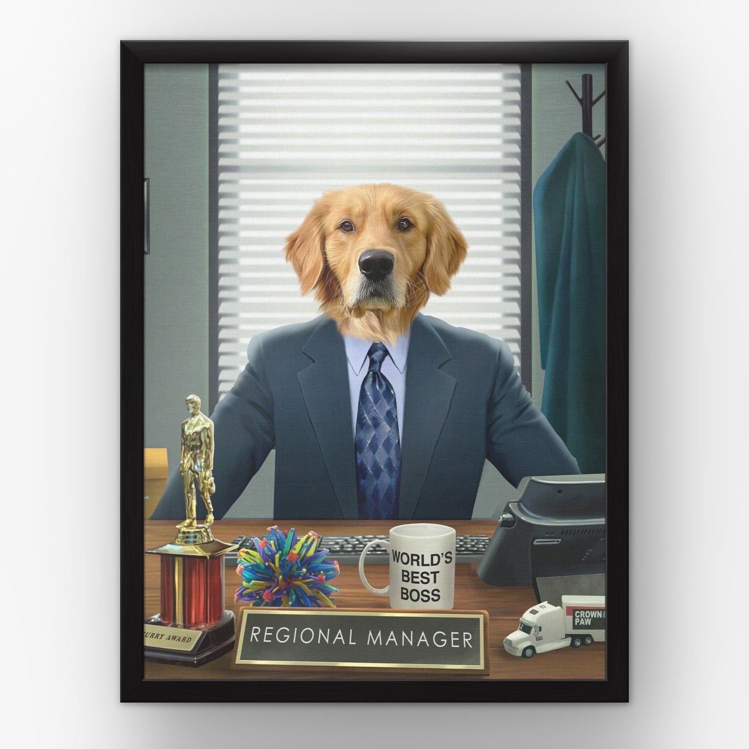 The Best Boss custom pet poster in a black frame