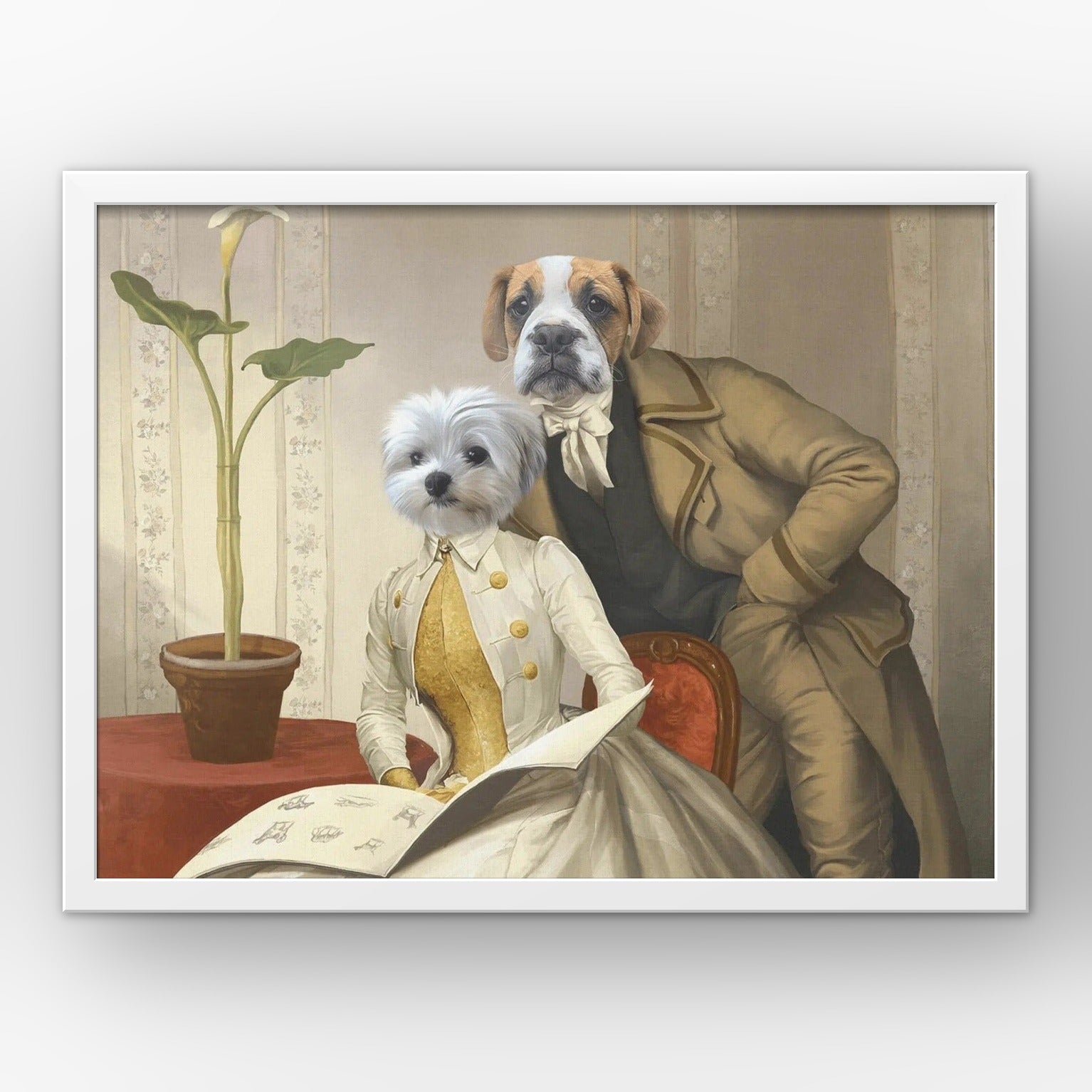 The Betrothed custom pet poster in a white frame