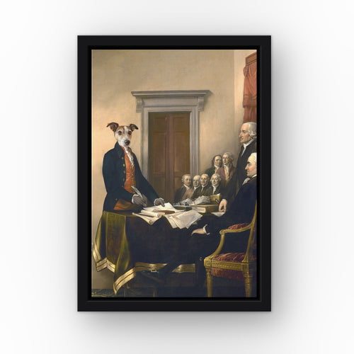 The Birth of a Nation custom pet canvas in a black floating frame