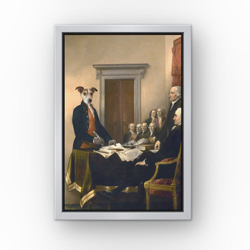 The Birth of a Nation custom pet canvas in a silver floating frame