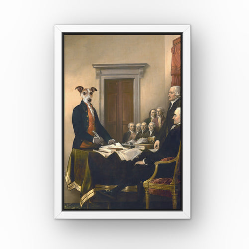The Birth of a Nation custom pet canvas in a white floating frame