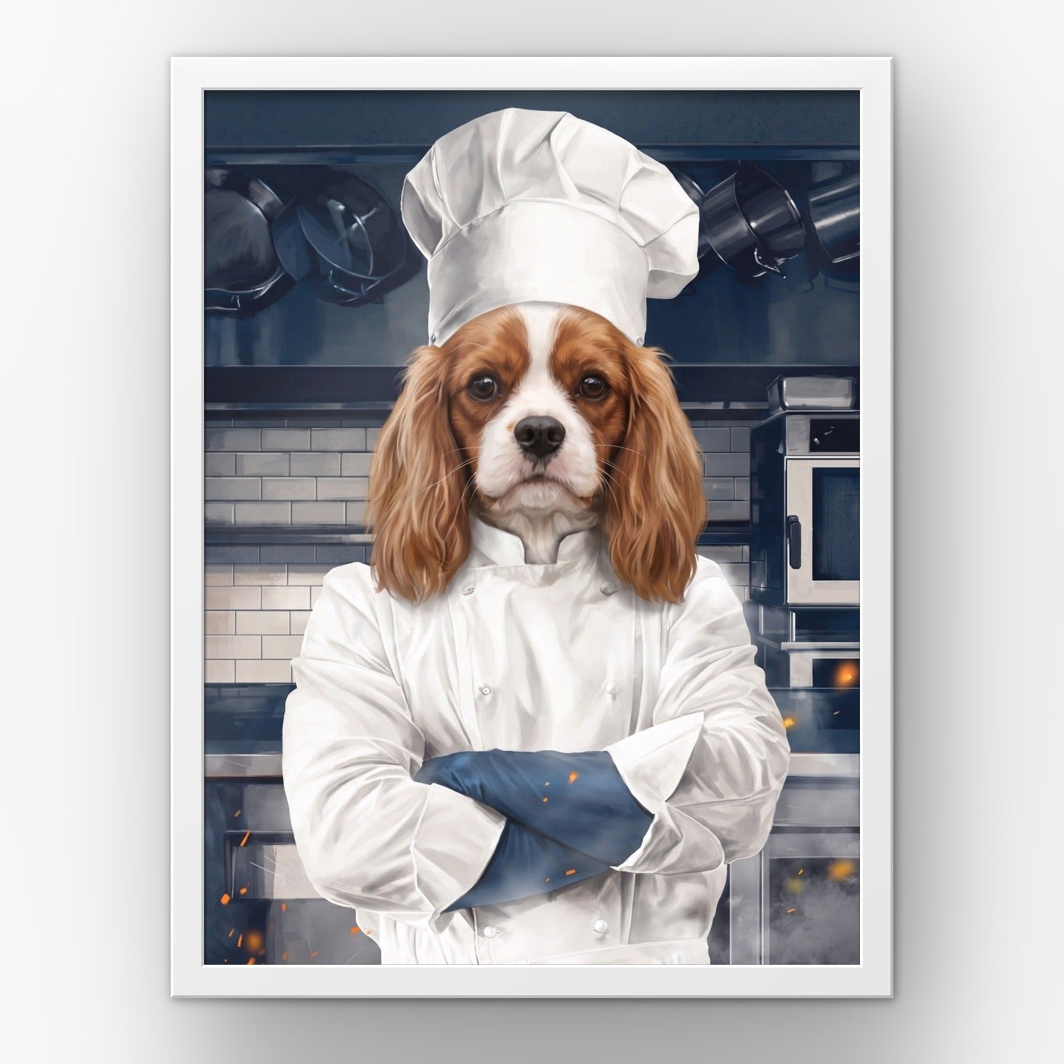 The Chef custom pet poster in a white frame