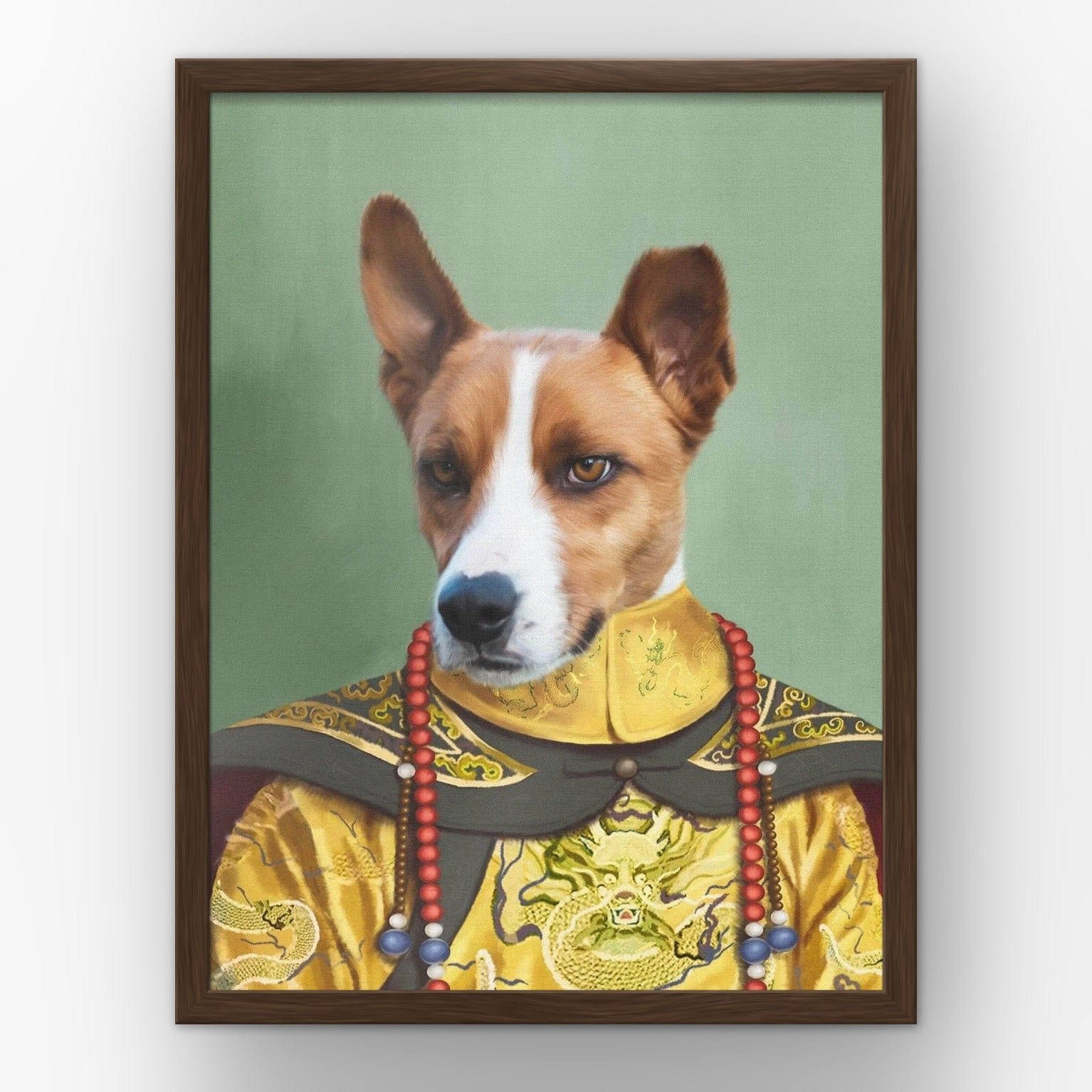 The Chinese Emperor custom pet poster in a walnut frame