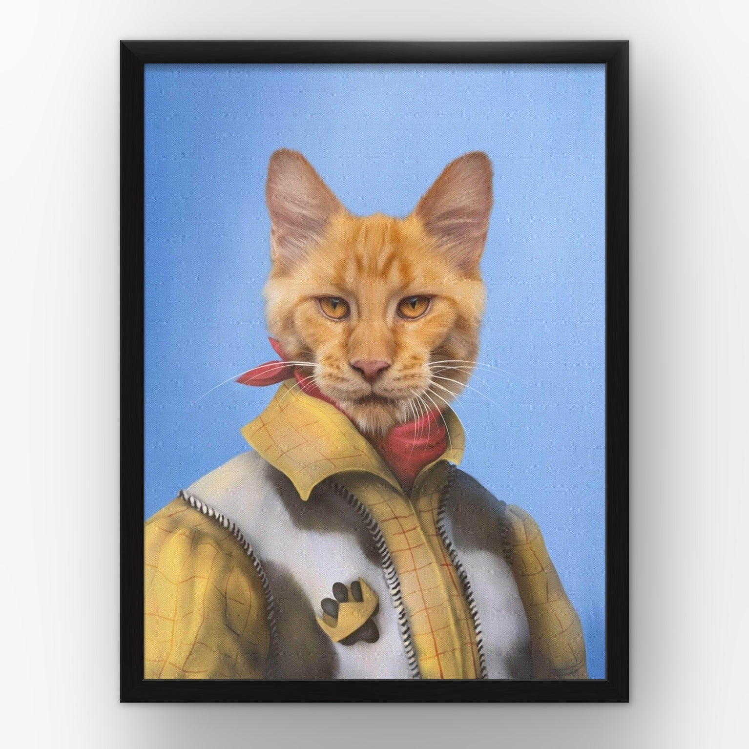 The Cowboy custom pet poster in a black frame