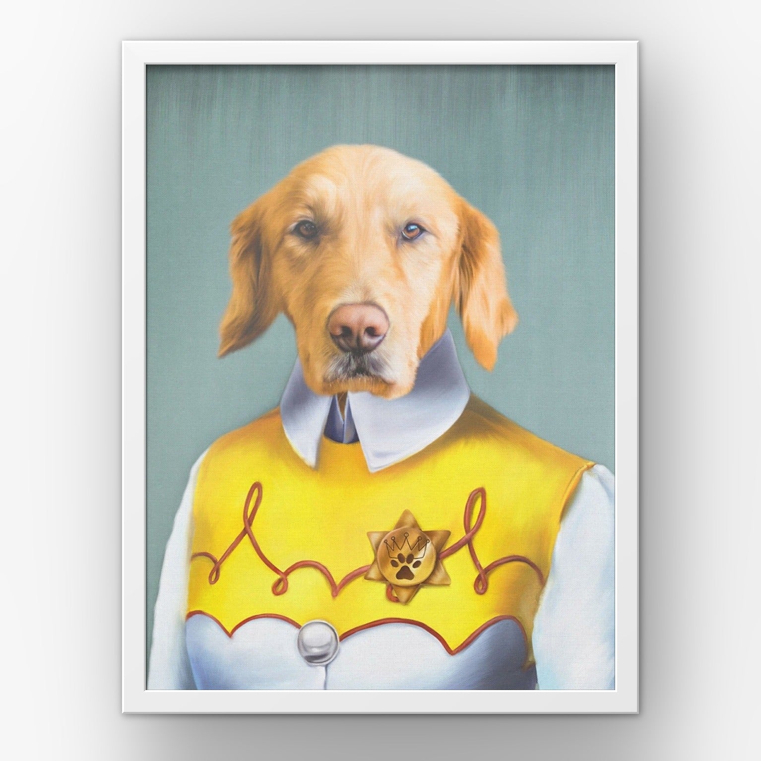 The Cowgirl custom pet poster in a white frame