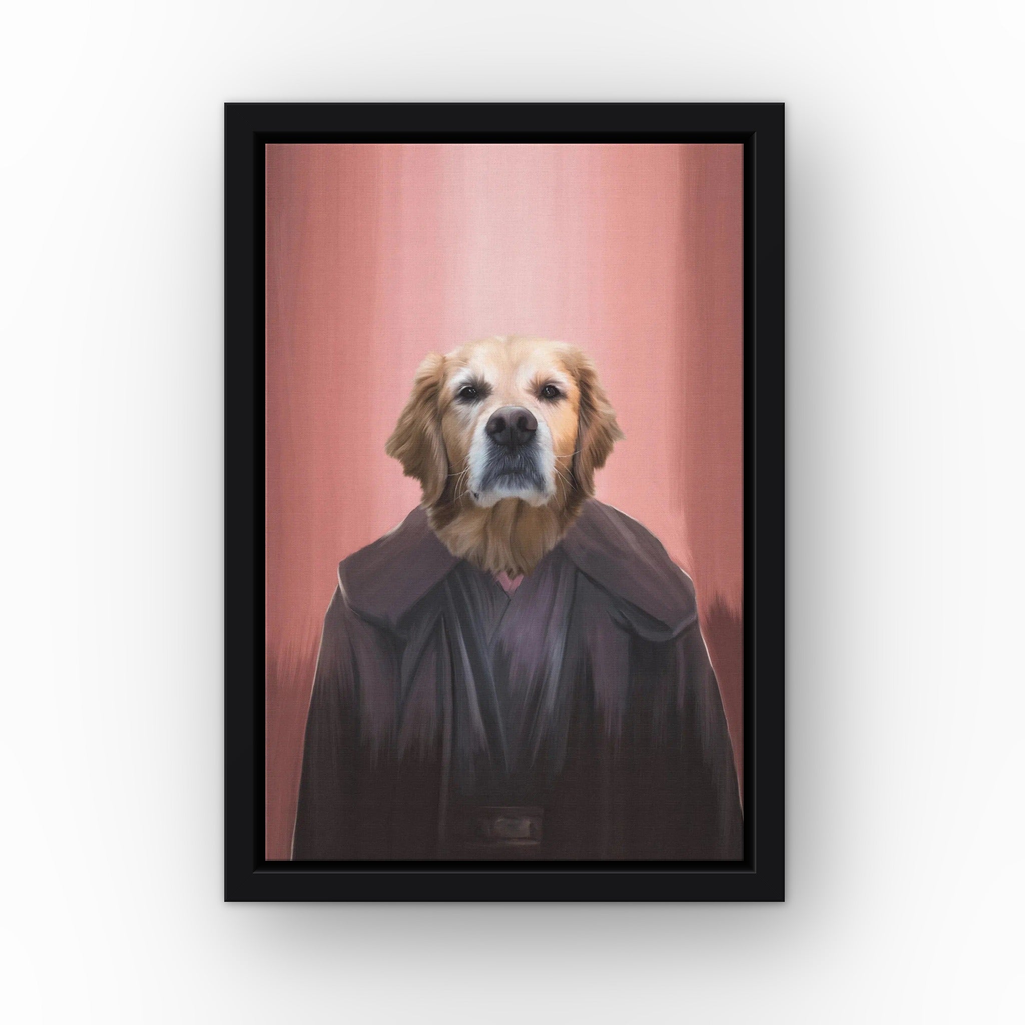 The Dark Side custom pet canvas in a black floating frame