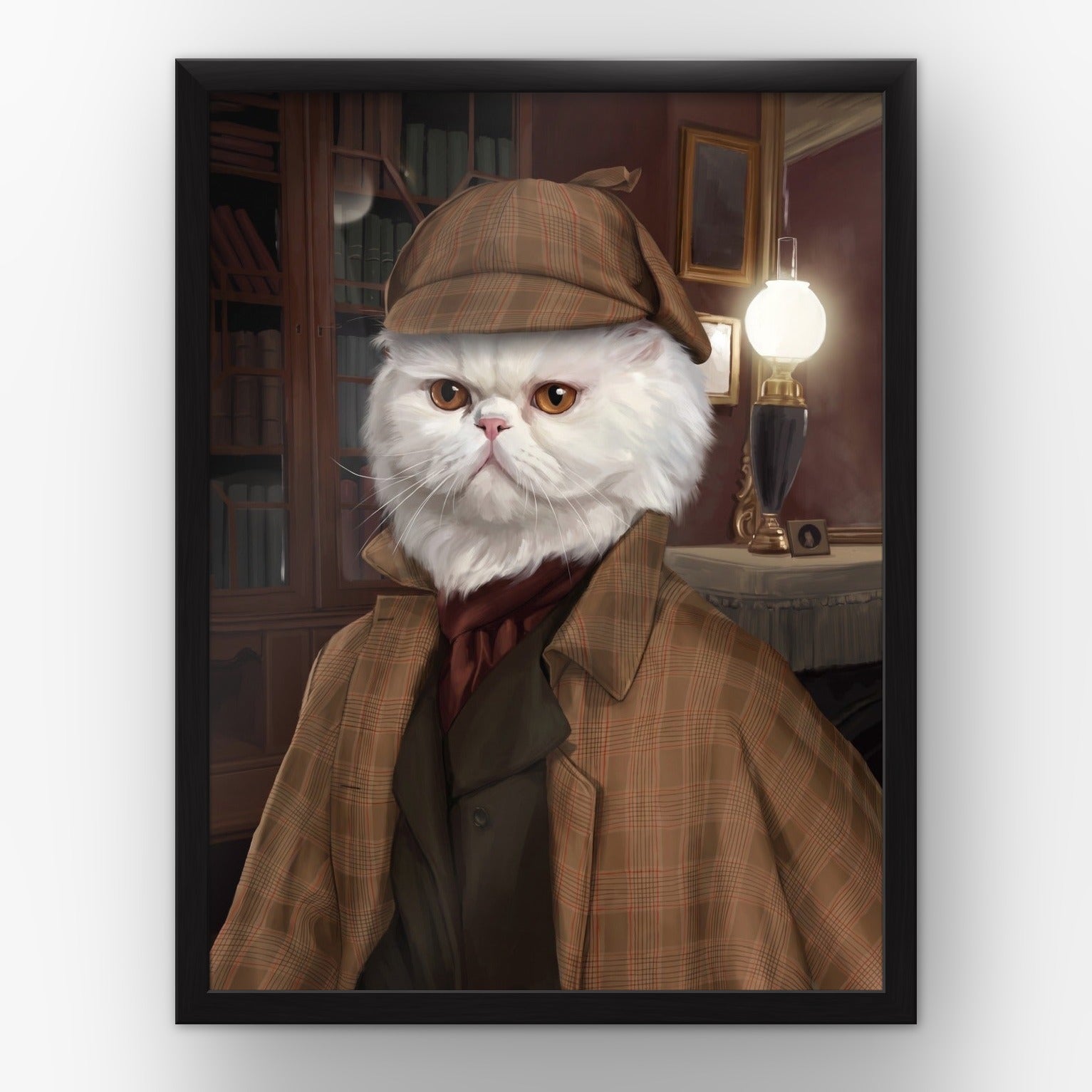 The Detective custom pet poster in a black frame
