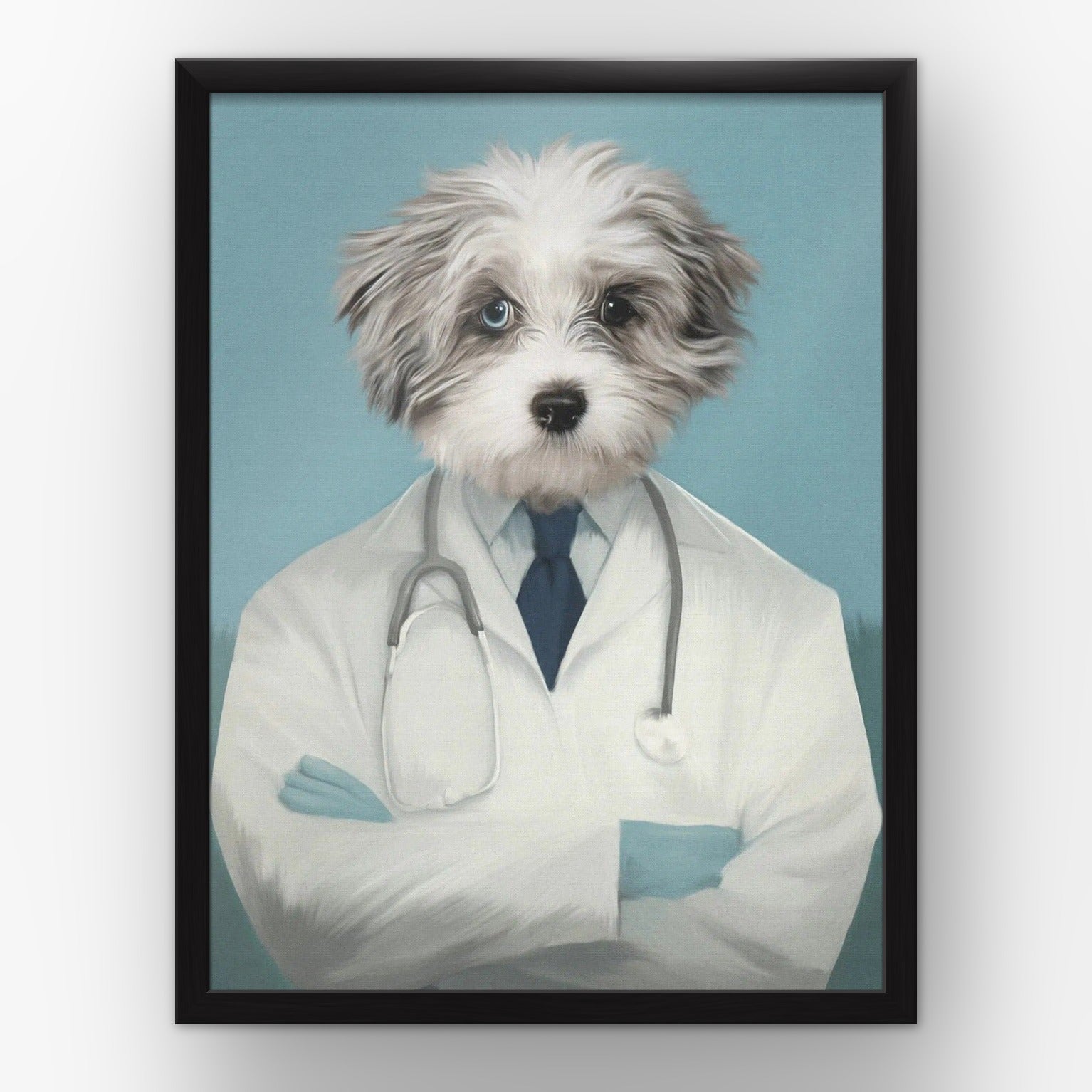 The Doctor custom pet poster in a black frame