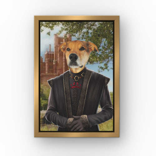 The Dragon King (Castle 1) custom pet canvas in a gold floating frame