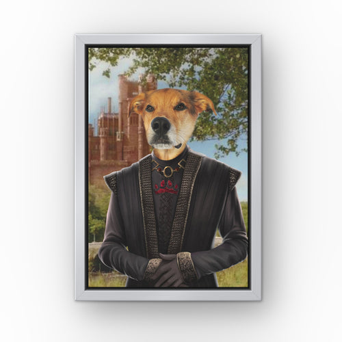 The Dragon King (Castle 1) custom pet canvas in a silver floating frame