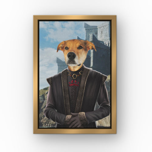 The Dragon King (Castle 2) custom pet canvas in a gold floating frame