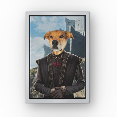 The Dragon King (Castle 2) custom pet canvas in a silver floating frame