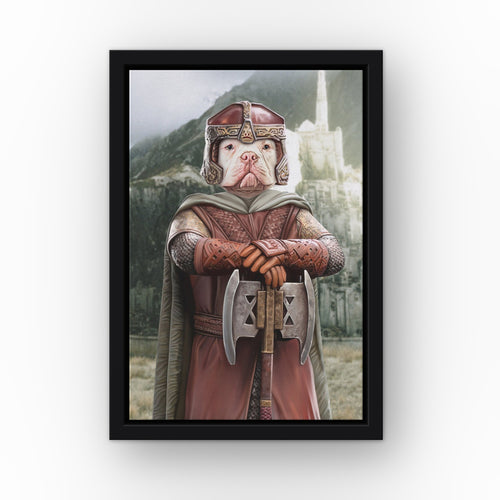 The Dwarf (Background 1) custom pet canvas in a black floating frame