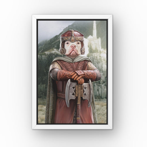 The Dwarf (Background 1) custom pet canvas in a white floating frame
