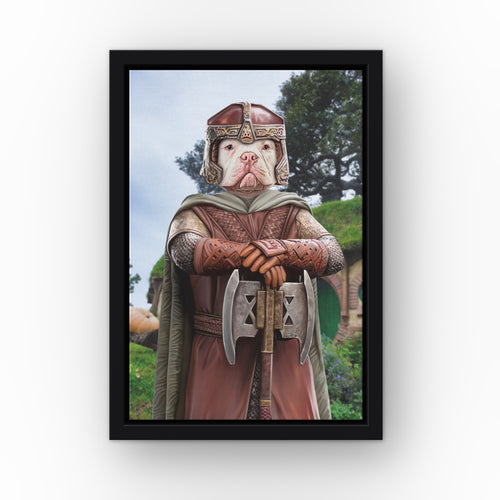 The Dwarf (Background 2) custom pet canvas in a black floating frame