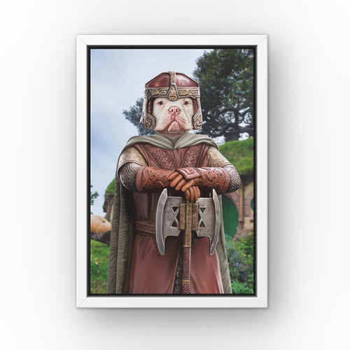 The Dwarf (Background 2) custom pet canvas in a white floating frame