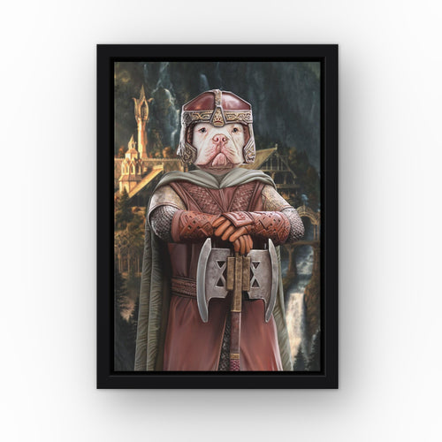 The Dwarf (Background 3) custom pet canvas in a black floating frame
