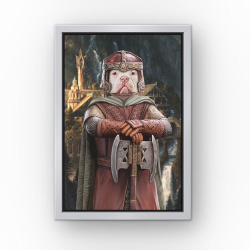 The Dwarf (Background 3) custom pet canvas in a silver floating frame