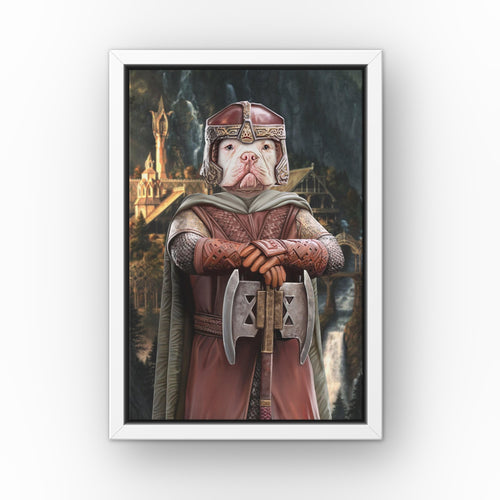 The Dwarf (Background 3) custom pet canvas in a white floating frame